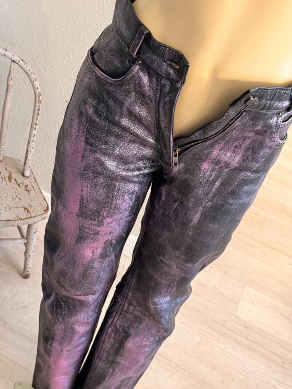 Xelement YKK Moto Cross Leather Hi Waist Premium CowHide Pants